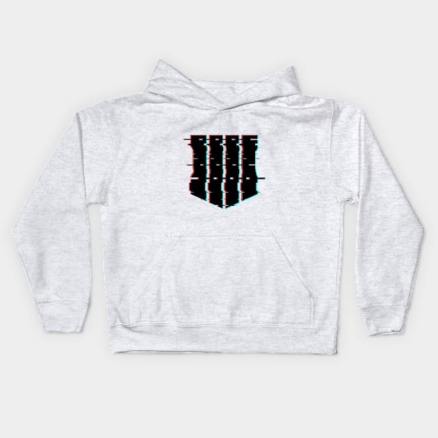 Black Ops 4 Logo Glitch Effect Black Kids Hoodie by bardor2@gmail.com